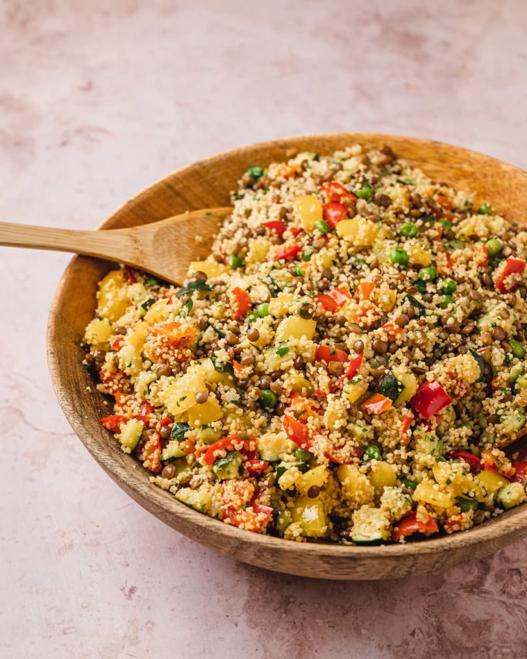 cous cous integrale con verdure lenticchie e piselli